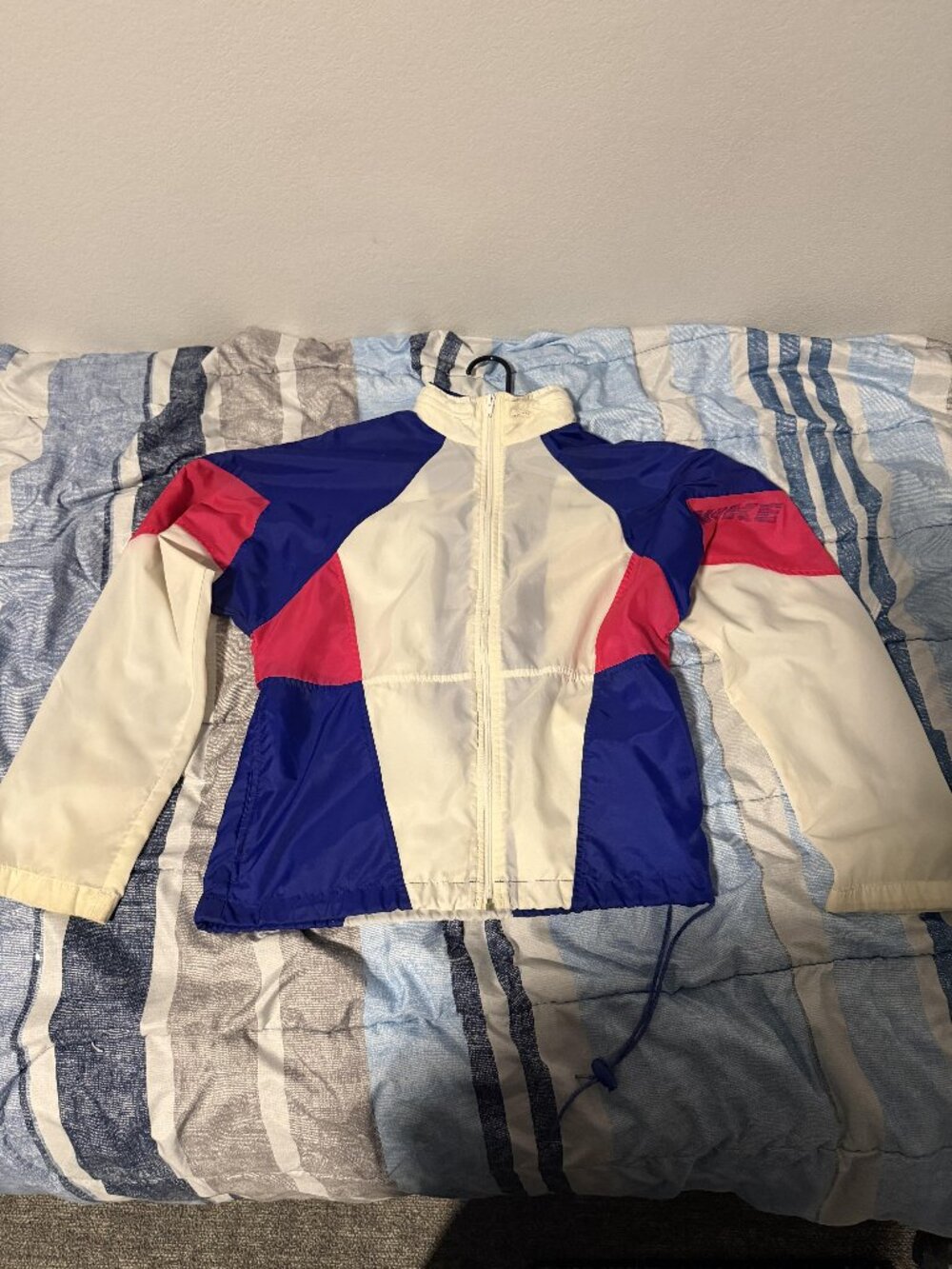 Nike Colorblock Hooded Windbreaker White Blue Pink Small
